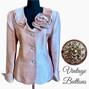 Dusty Pink Jasper Jacket with Floral Accent & Jeweled Buttons (12)